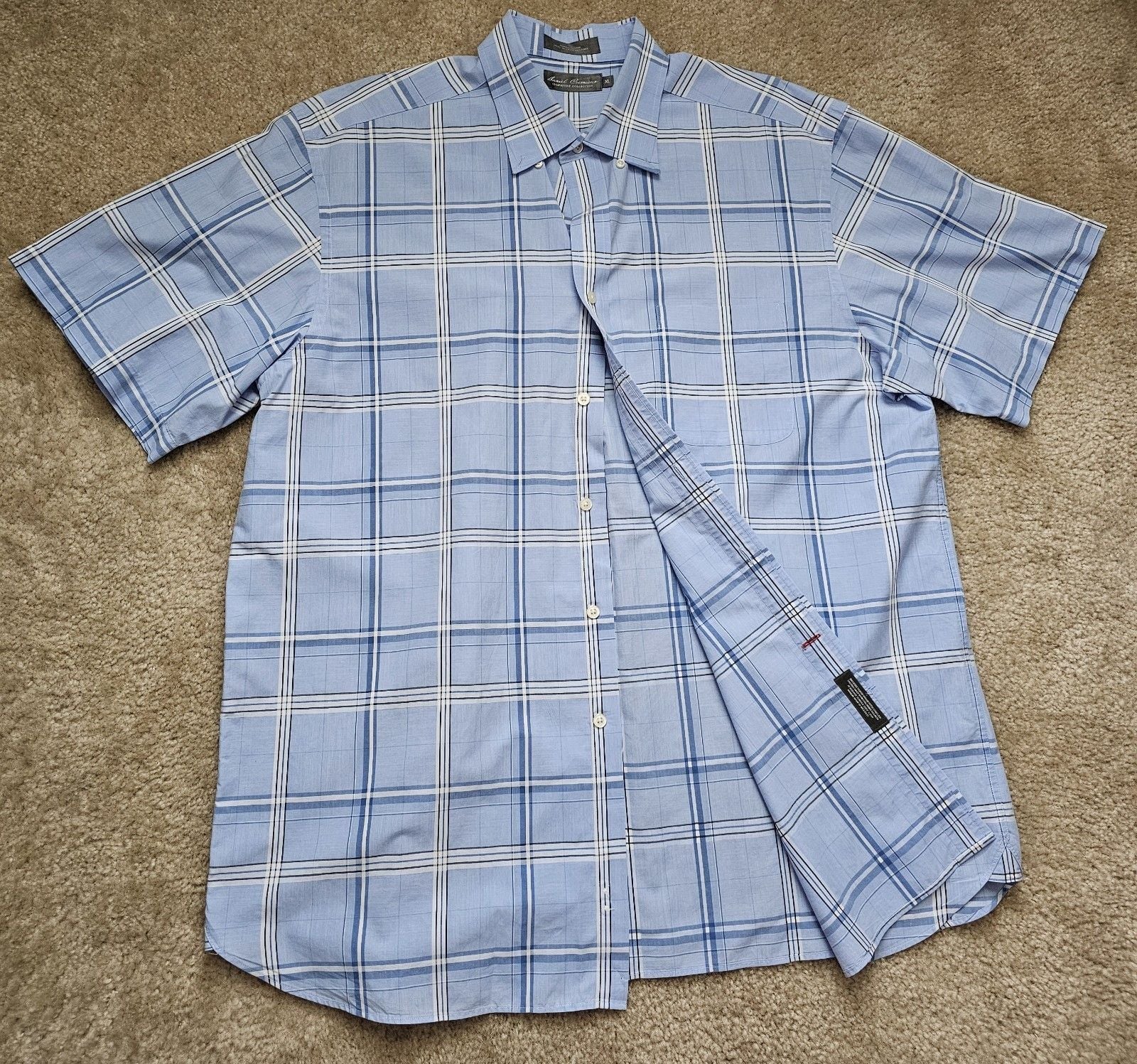 Daniel Cremieux Signature Collection Men XL Blue Plaid Short Sleeve Button Down 2