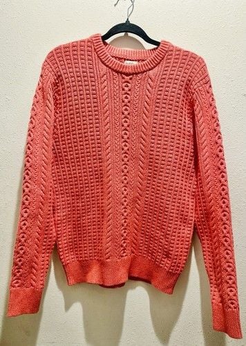 NWT J Crew SZ XL 100% Cotton Cableknit Sweater In Coral GrannyCore Color Of 2024 7