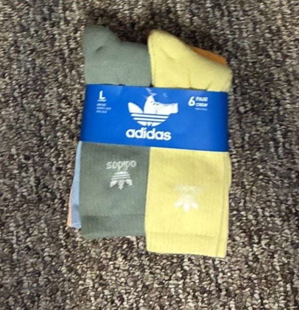 Adidas Originals 6 Pair Crew Socks Large Men’s 8-12 Women’s 10-13 Multicolor new 2