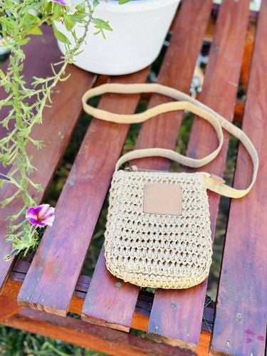 NWOT Sonoma Goods For Life Rectangular Straw Crossbody Boho Minimalist Resort 3