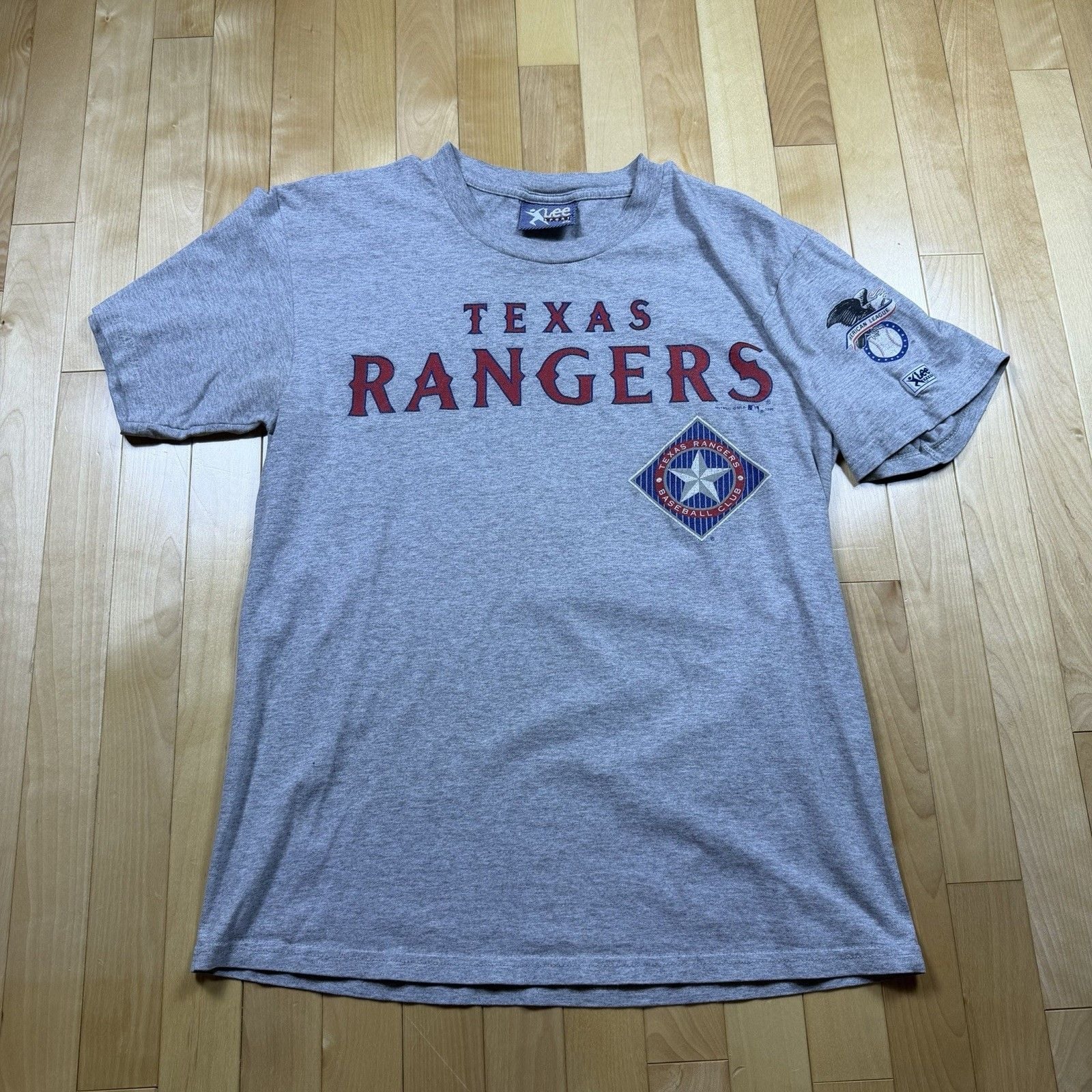 Vintage 1995 Texas Rangers Lee Sport T Shirt Mens M MLB Baseball Gray USA Made 3