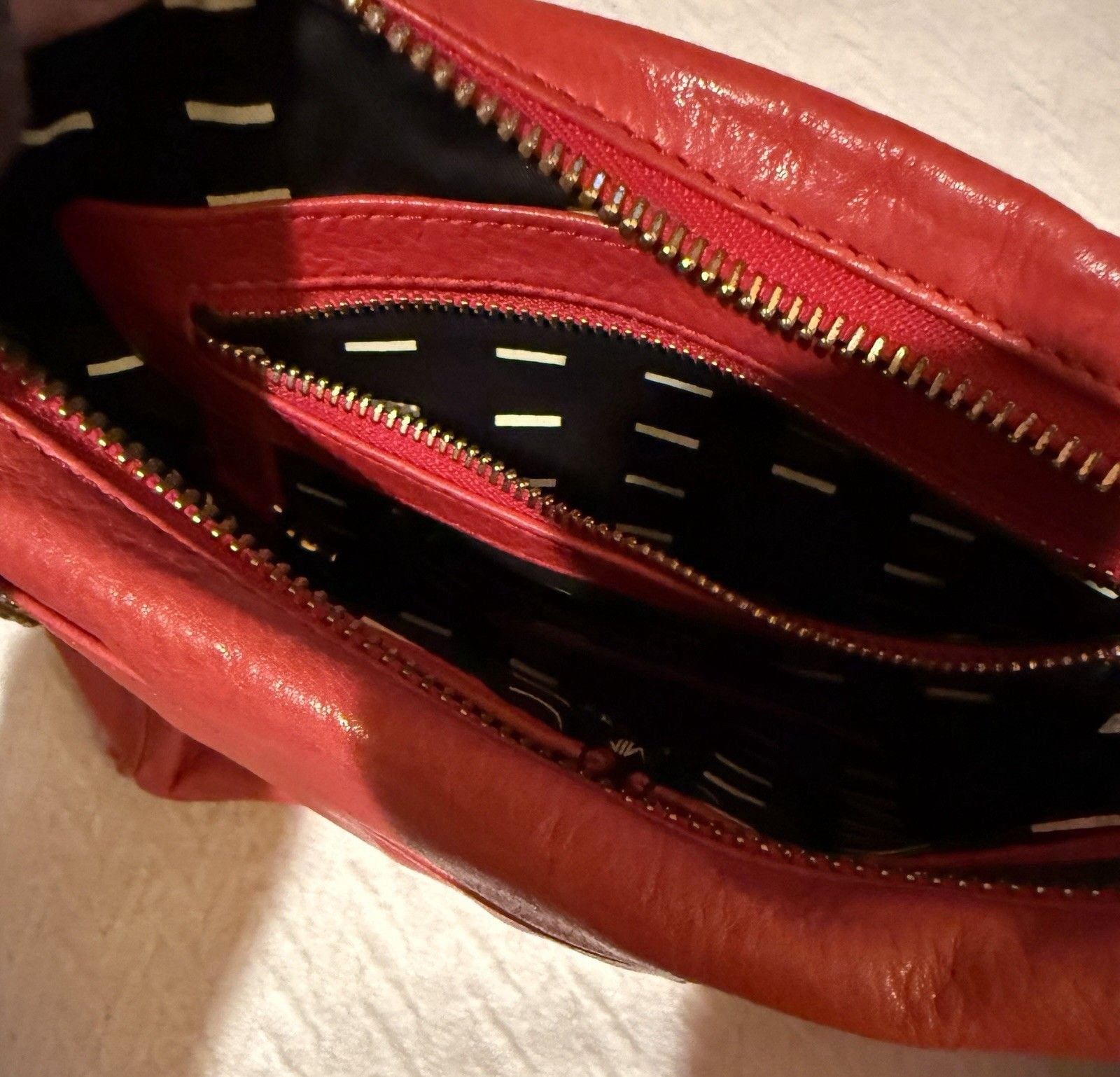 Rebecca Minkoff Red Medium Shoulder Bag Gold Chain Strap Zip Inner Pockets 7
