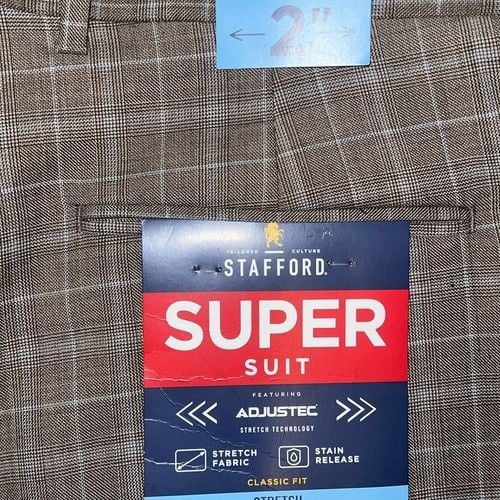 Stafford Men's Plaid Classic Fit Suit Pants 34x32 7