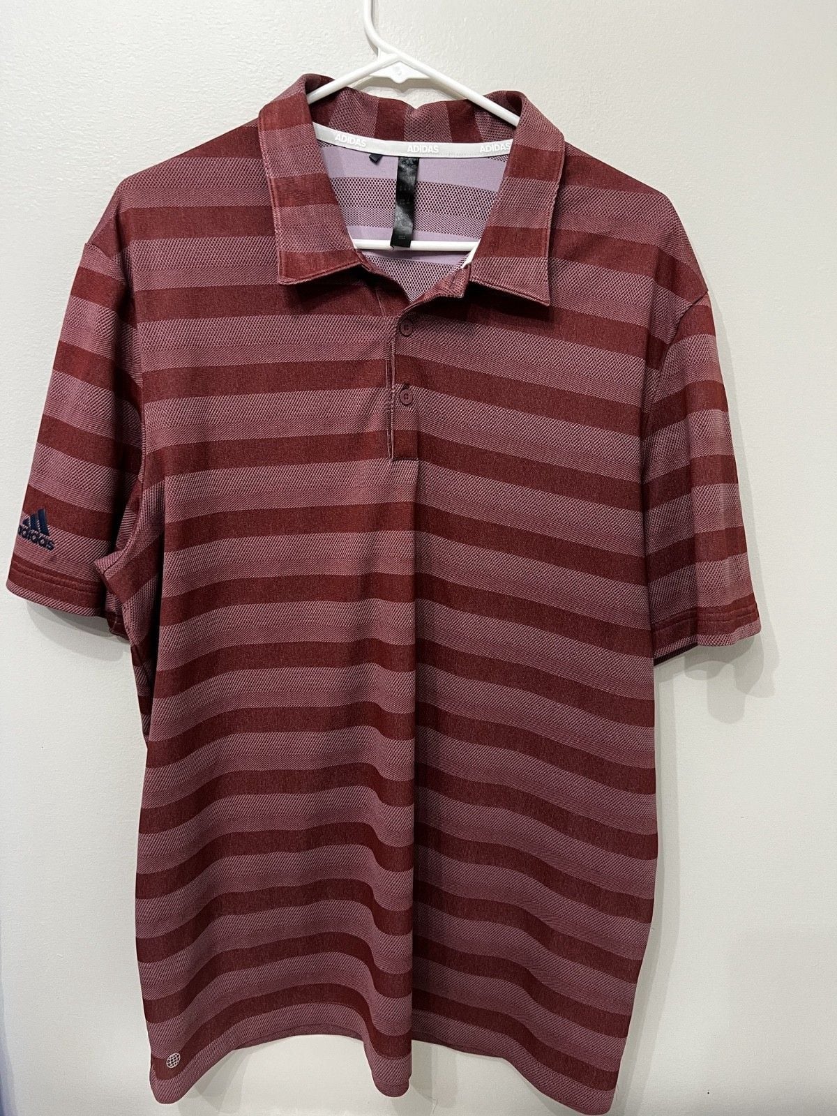Adidas Polo Shirt Mens XL Red Short Sleeve Performance Stretch Golf * 2