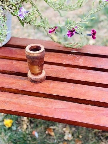 Vintage Primitive HandCrafted &Carved Wooden Vase, Mortar Wood Is Very Smooth 1