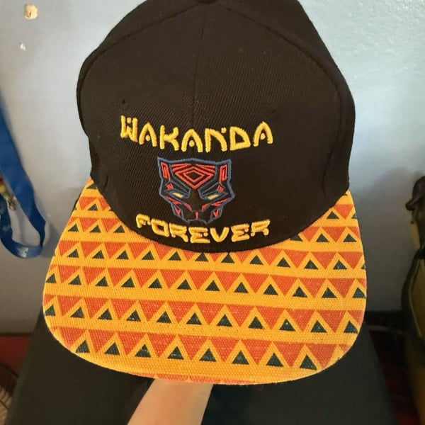 Marvel Black Panther Adult Hat Cap Black Yellow Wakanda Forever Tribal Snapback
