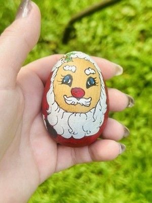VTG 1990 Handpainted & Artist Signed Santa & Rudolph The Red Nosed Reindeer Eggs 15