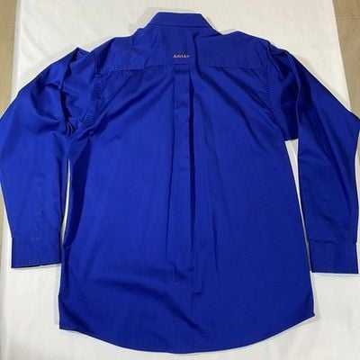 Ariat Button Down Shirt Twill Men's S Long Sleeve Blue Embroidered Logo Western 10