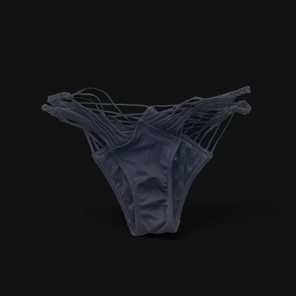cheeky black macrame bikini bottoms 