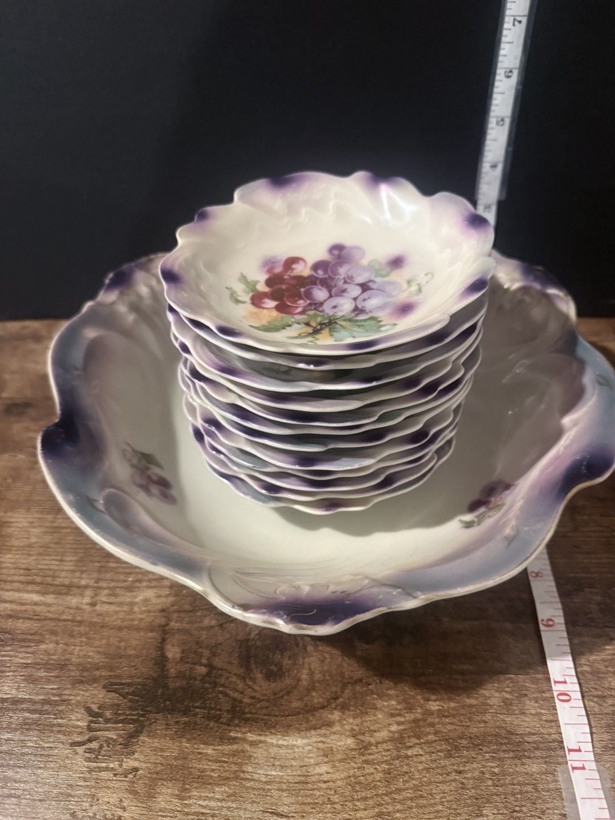 Rare Czechoslovakia Berry Bowl Set with 12 Matching Berry Bowls Antique 1