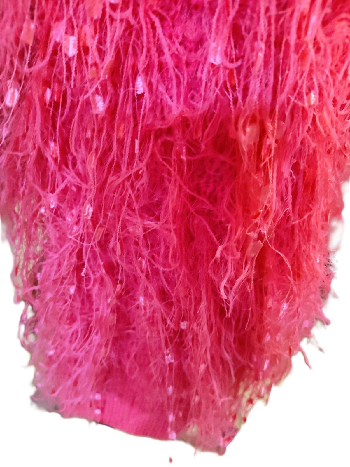 Davi & Dani Hot Pink Oversized Thick Trendy Chic Shaggy Fringe Sweater Sz M 4