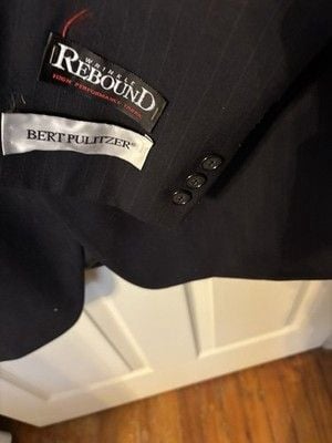 Bert Pulitzer Blazer Mens 44L Black Pinstripe Suit Jacket NWT Classic 2 Button 3