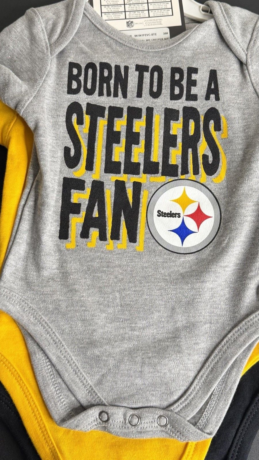NFL Pittsburgh Steelers Logo Short Sleeve Bodysuit 3-Piece Set 3-6M 3