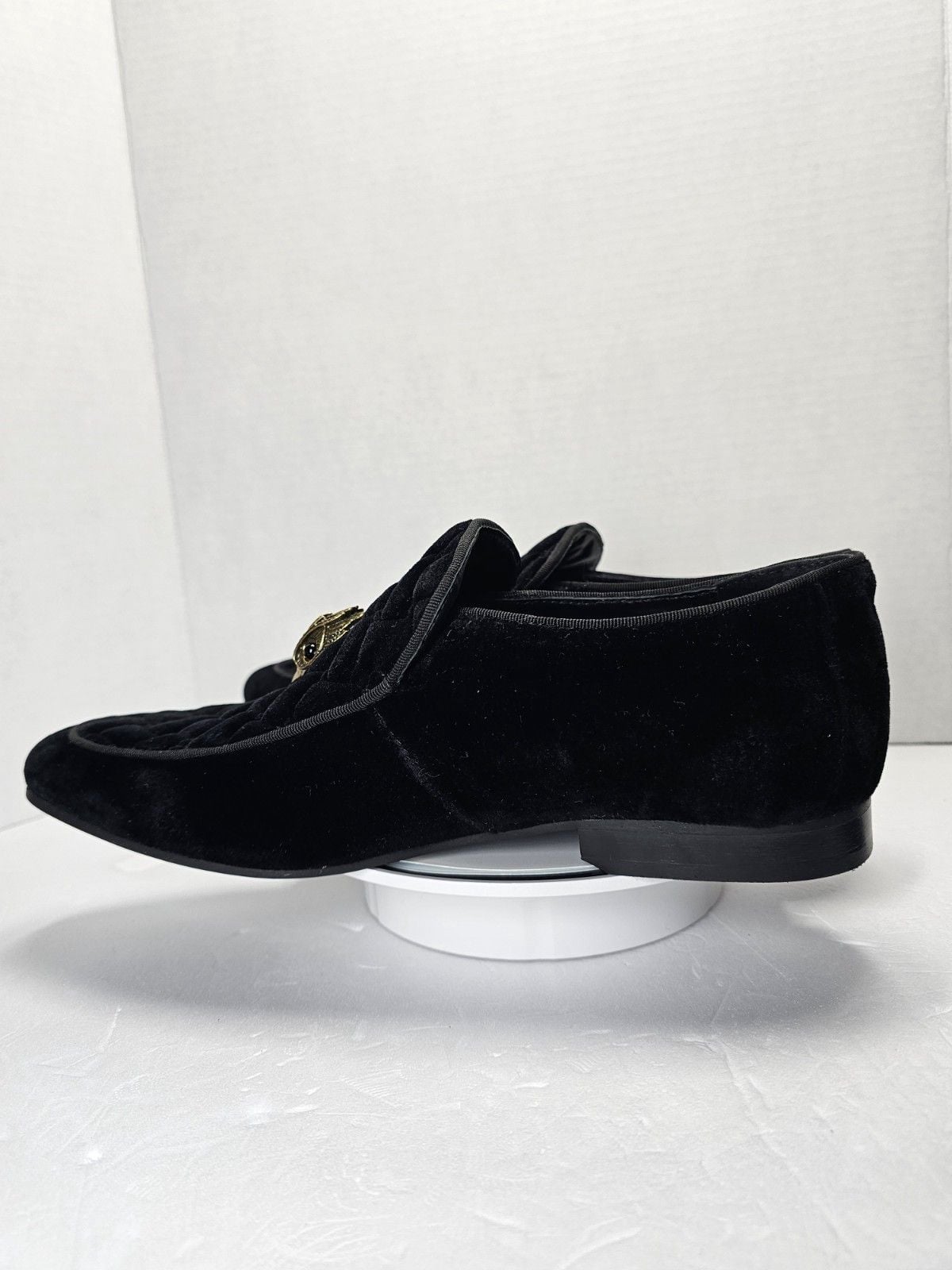 Kurt Geiger Hugh Eagle Black Velvet Loafers Gold Eagle Men’s US 9 EU 42 12