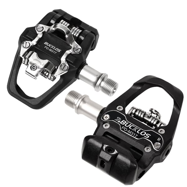 BUCKLOS indoor Bike Clip Pedals with 2 hole cleats compatible with peleton