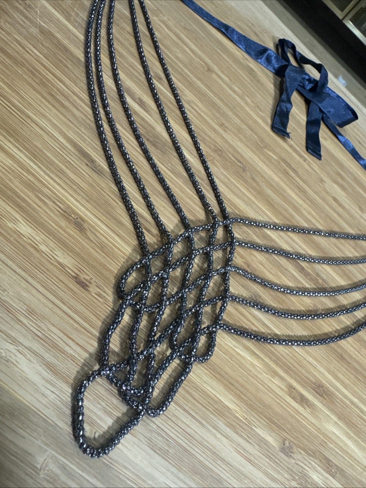 Gunmetal Beaded Drape Belt Waist Chain Goth Witch Spider Web Halloween Costume 3