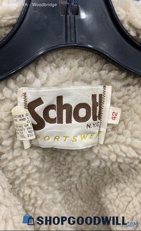VTG 70s Schott NYC Suede Bomber Jacket Mens Split Hood Sherpa Fleece Lined USA 6