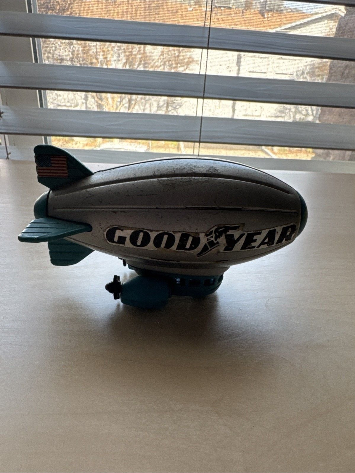 Vintage Buddy L Goodyear Blimp Silver & Blue, Made In Japan 2