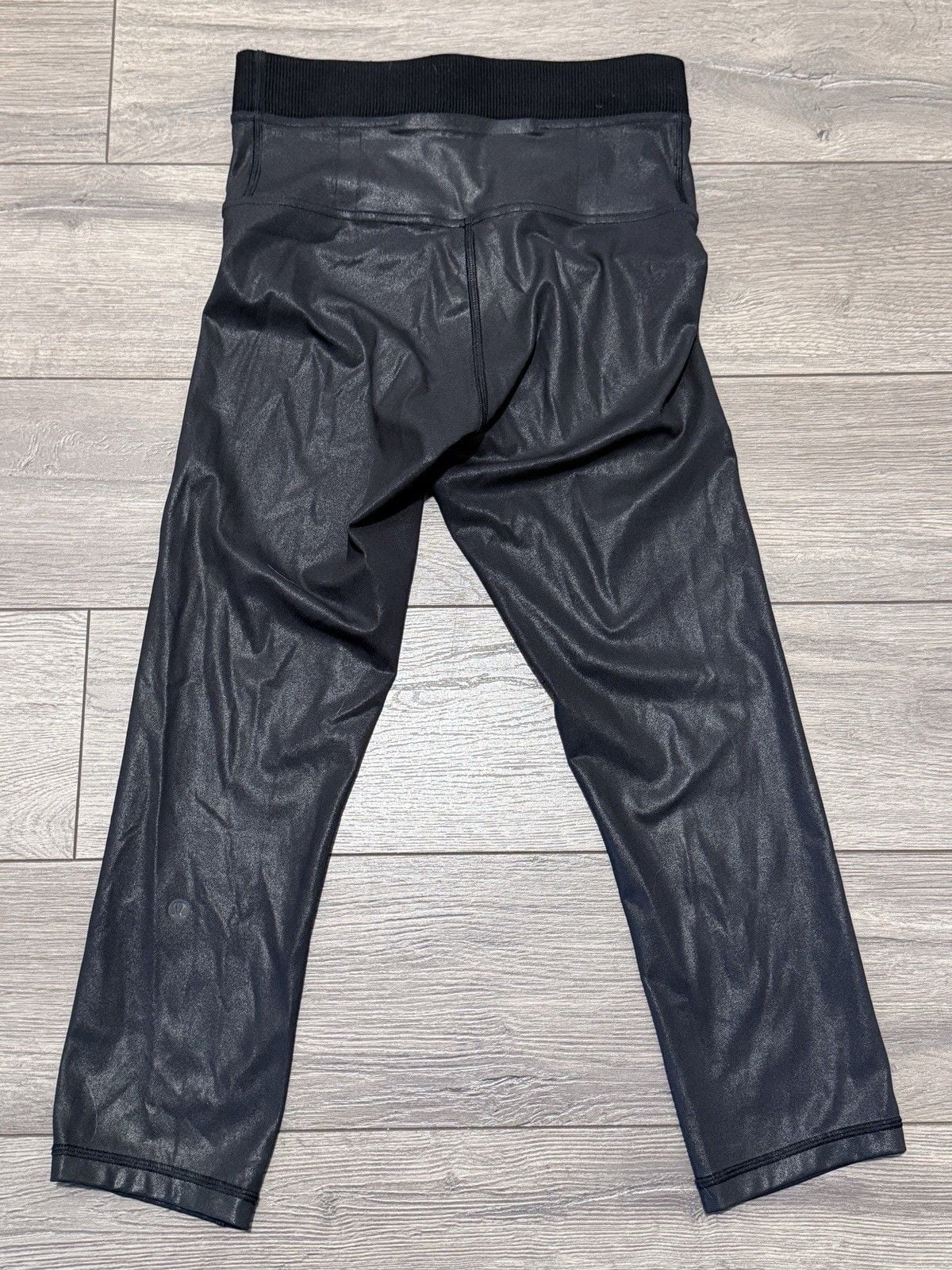 Lululemon Athletica Align Black Faux Leather Leggings Women’s 4 Shine High Rise 3
