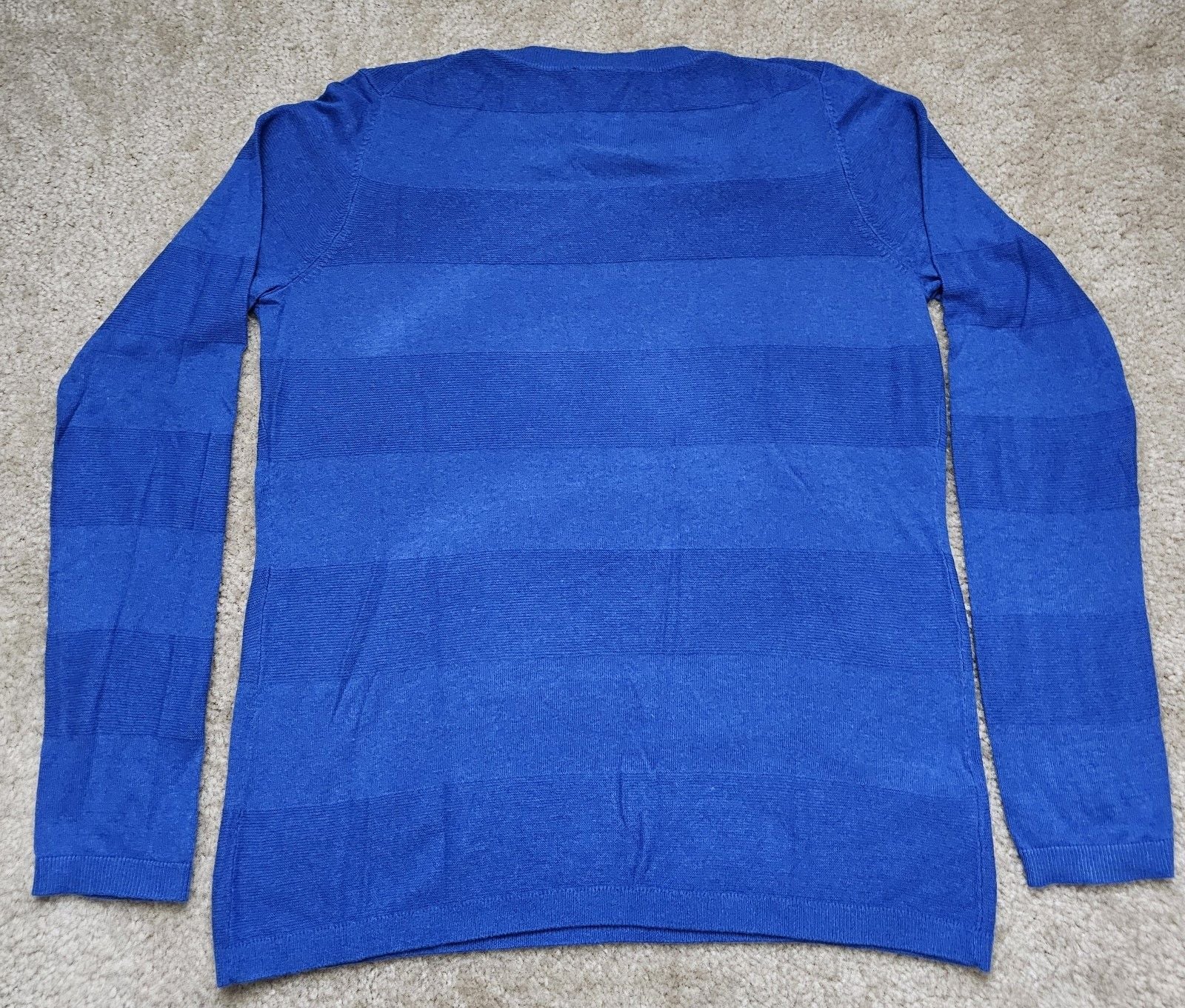 NWT Ann Taylor Blue Scoop Neck Striped Lightweight Sweater Women's L $69 7