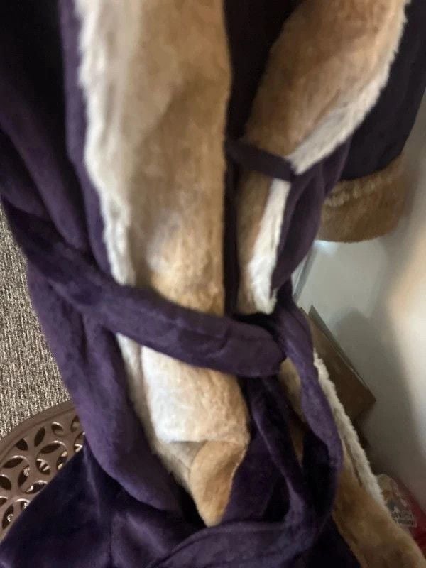 Women’s nwt small purple brown faux fur fleece robe secret treasure 2