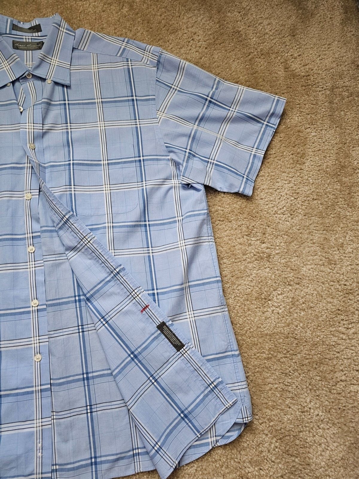 Daniel Cremieux Signature Collection Men XL Blue Plaid Short Sleeve Button Down 4
