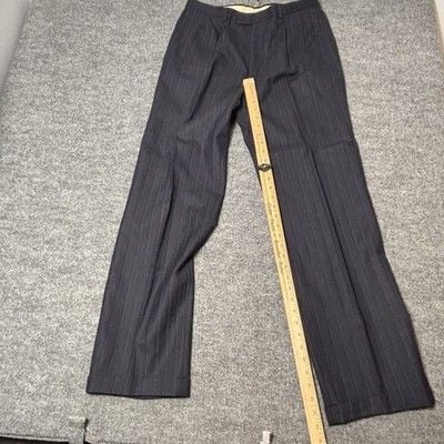 Emanuel Ungaro Uomo Mens Suit 42L Navy Pinstripe Wool Italy Saks Fifth Avenue 22