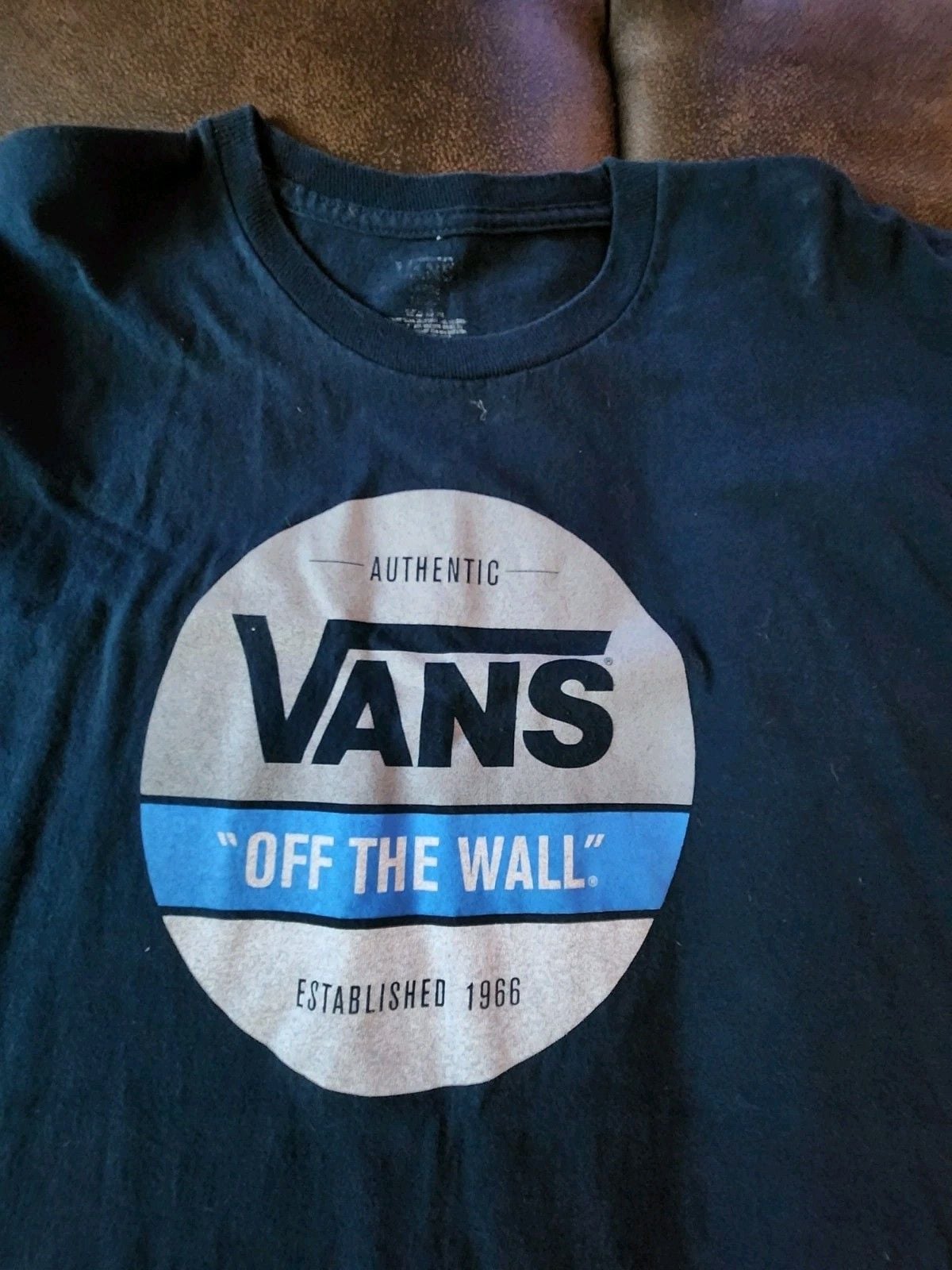 VANS Off The Wall Blue Graphic Logo Print Crew Neck T-Shirt Men's Regular L 4