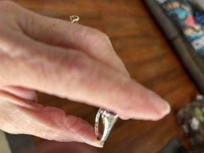 Sterling Silver 925 Natural Amethyst Ring Size 7.5 Large Purple Statement Ring 7