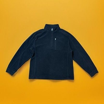 LL Bean 1/4 Zip Fleece Sweater Mens Size Medium Black Long Sleeve Mock Neck 2