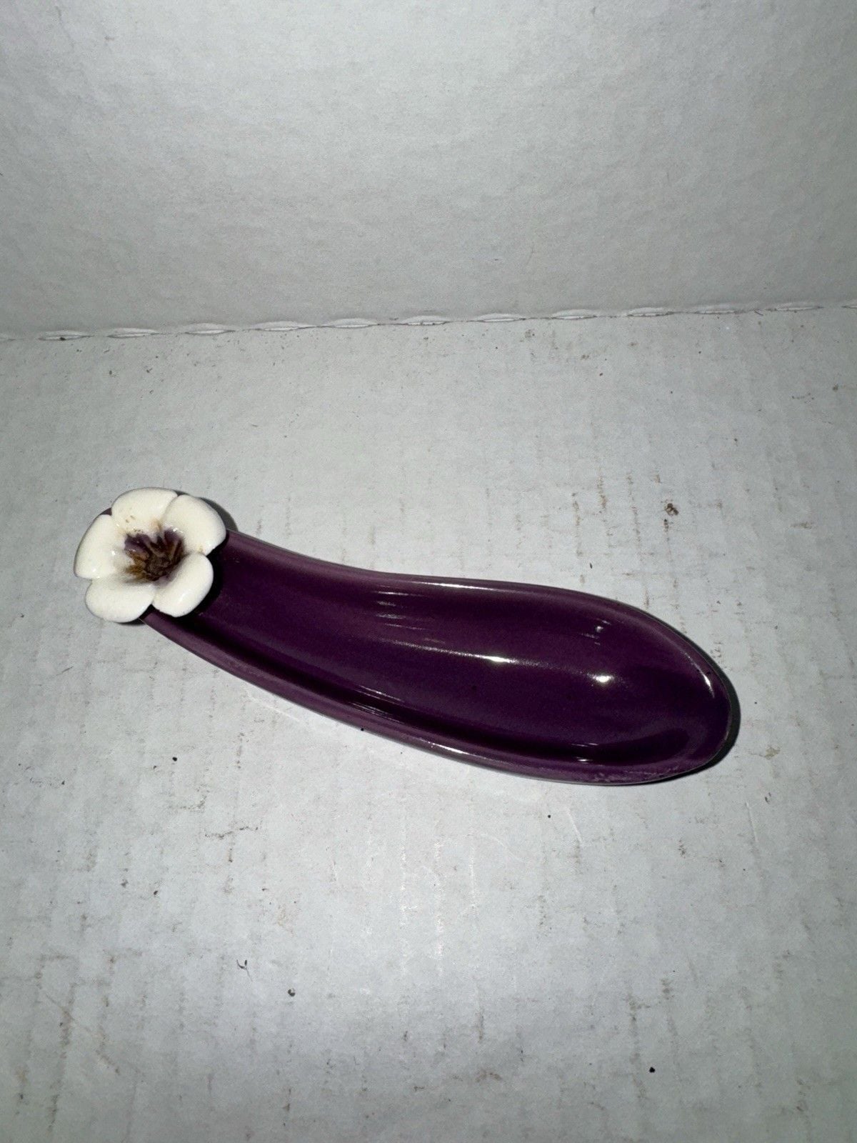 Purple Ceramic Incense Stick Holder White Flower Ash Catcher Burner Floral Decor 2