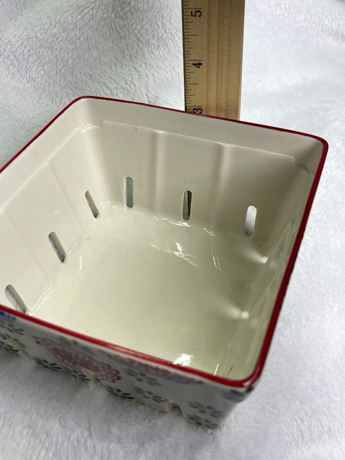 Berry Bowl Stoneware Basket Colander 6” Main St 5