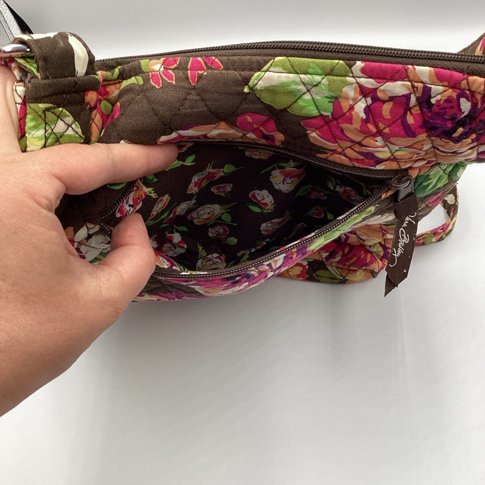 Vera Bradley English Rose Floral Mini Hipster Adjustable Strap Crossbody Bag 9