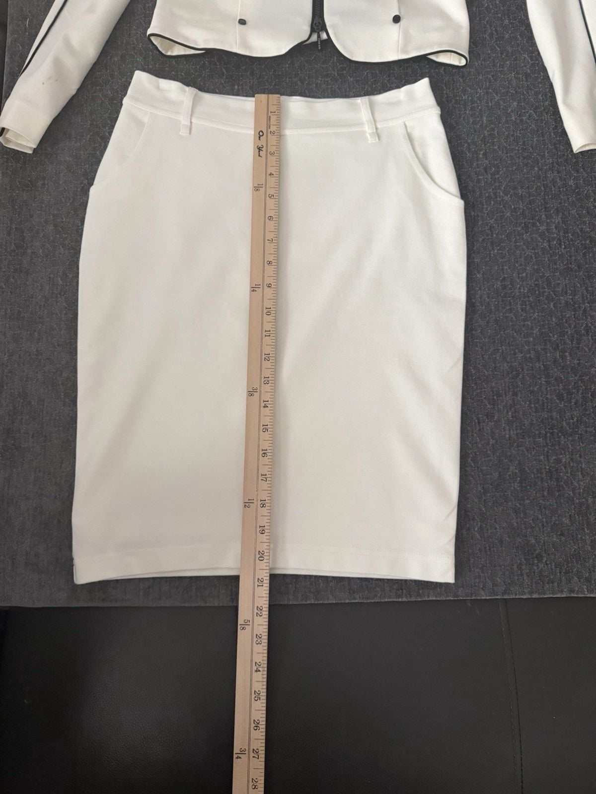 PLEIN SUD JEANIUS White/Black Piped Zip Jacket & Skirt 2pc Set US 4 12