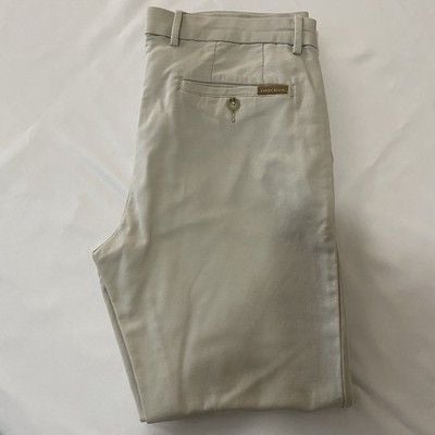Perry Ellis Pants Mens 34x32 Cream Slim Fit Flat Front Trousers 10