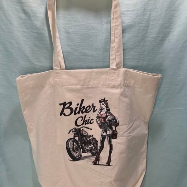 Biker Chic Canvas Tote Bag