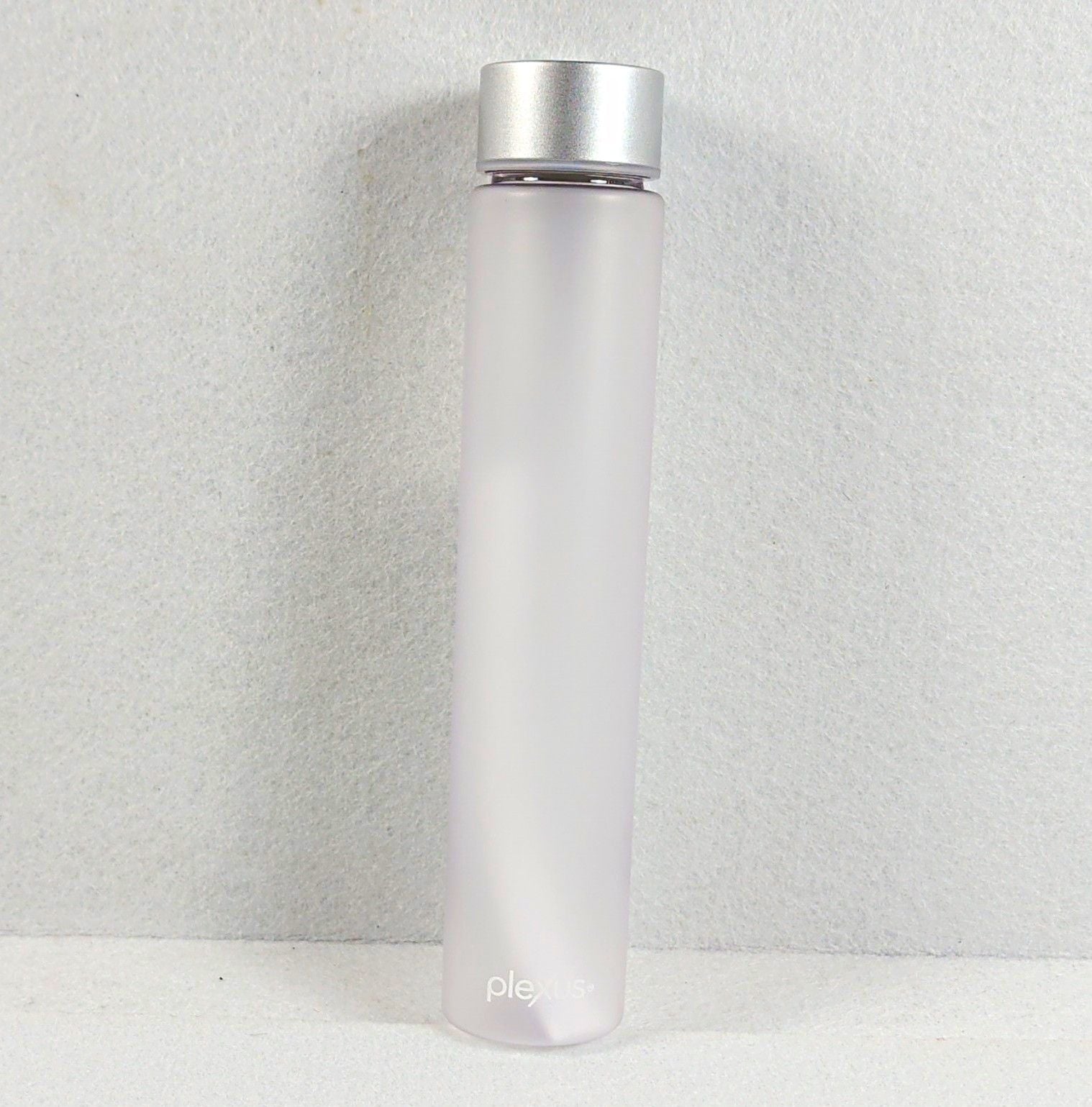 NEW Plexus Branded Frosted Water Bottle Slim Shaker Metallic Silver Screw Cap 1