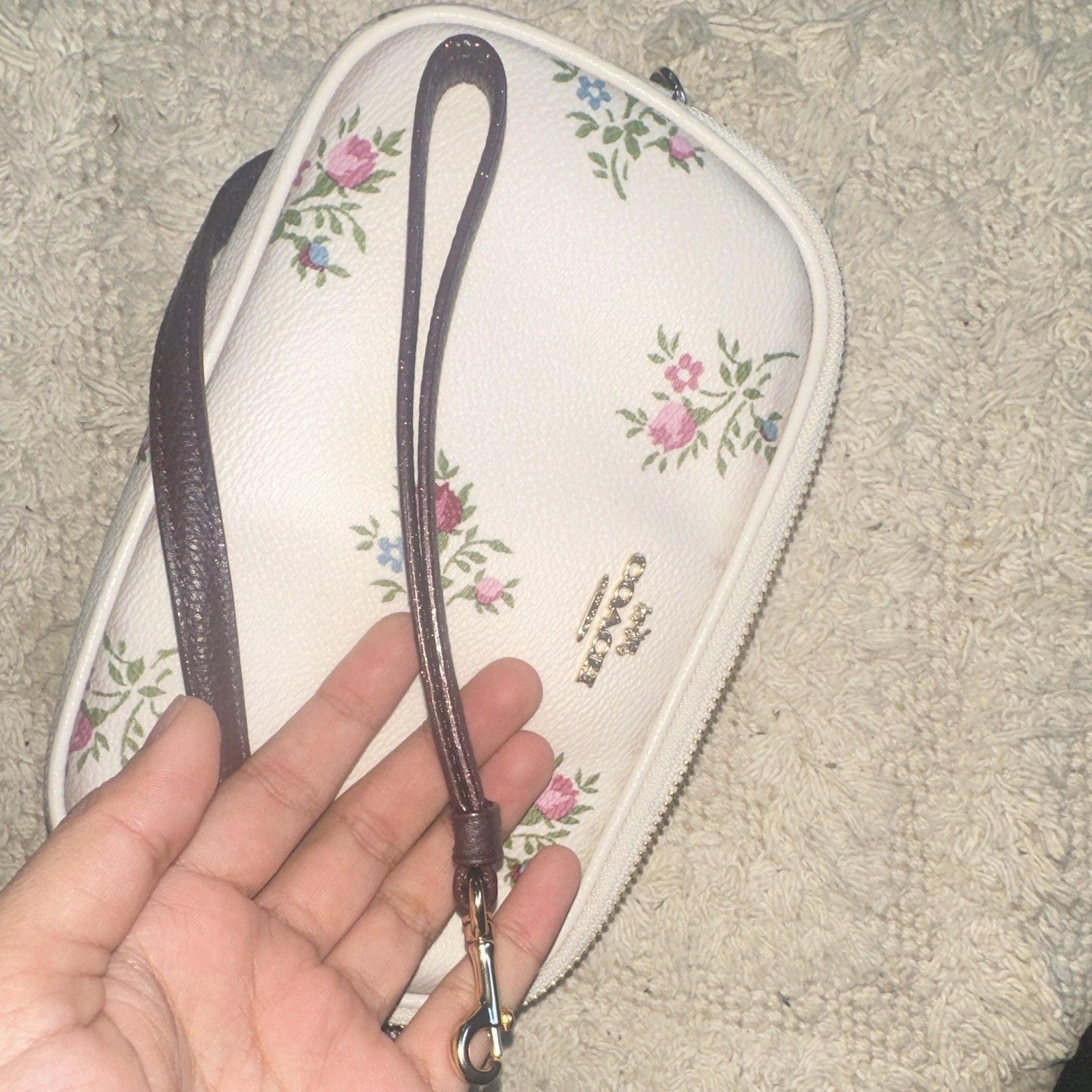 Coach Floral Zip Wristlet with Detachable Strap, Lined, Inner Pockets 10