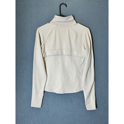 Layer 8 Track Jacket Womens Small Tan Qwick-Dry Full Zip Thumbholes Athleisure 8