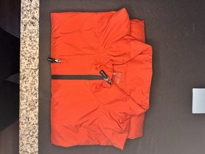 Izod Mens Windbreaker Size XL Full Zip Orange Jacket Rain Coat 11
