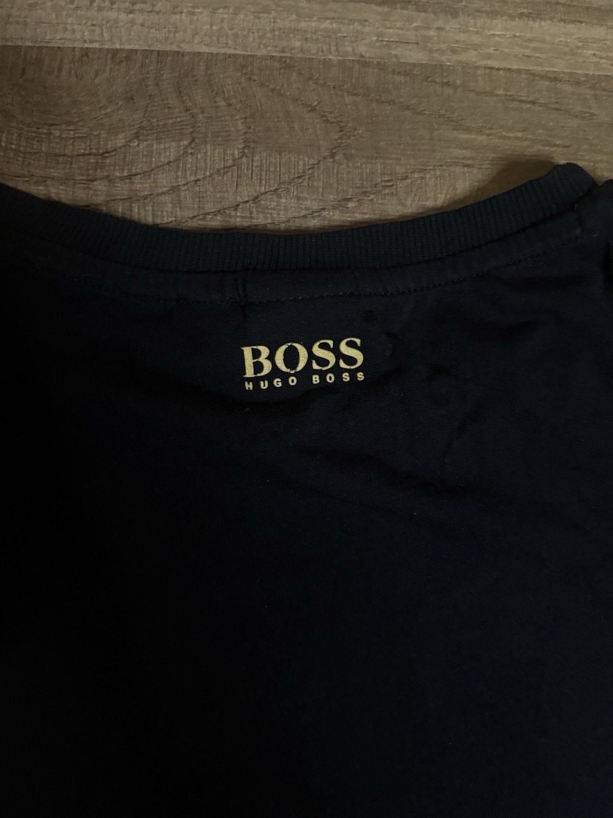Hugo Boss T-Shirt Size M Black Gold Embroidered Logo Cotton Mens Short Sleeve 7
