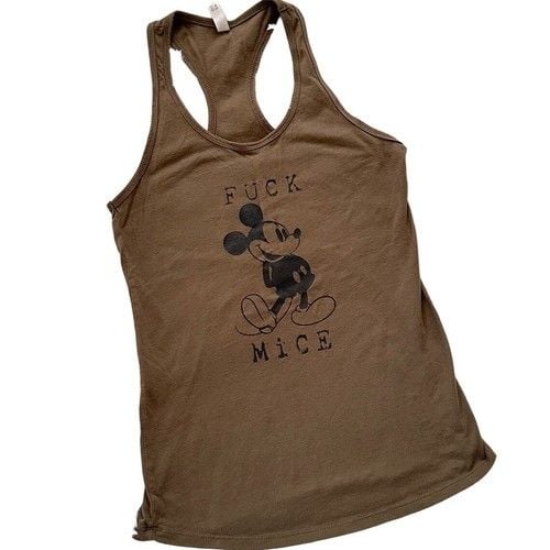 “F*ck Mice” Racerback Tank Edgy Rebellious Cartoon Anti-Disney Statement Top Med 2