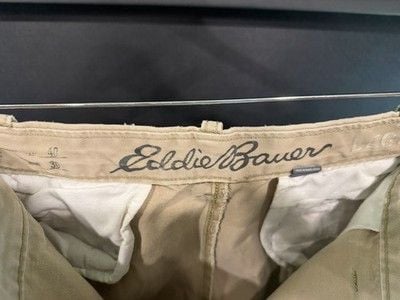 Eddie Bauer Men's Beige Chino Pants 40W Cotton Twill Straight Leg Regular 3