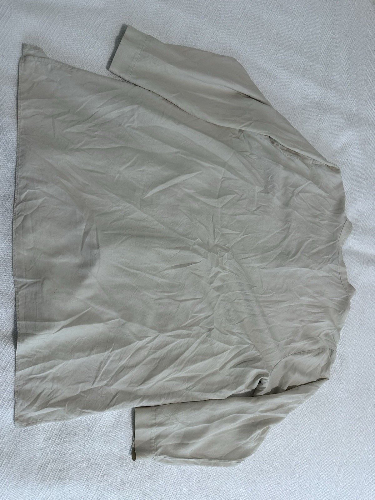 EILEEN FISHER Beige cream Mandarin Collar Button Front silk tunic Blouse - XL 11