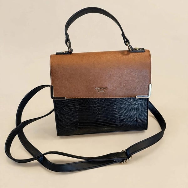 Dune London Women's Brown Black Lizard Embossed Handbag Crossbody