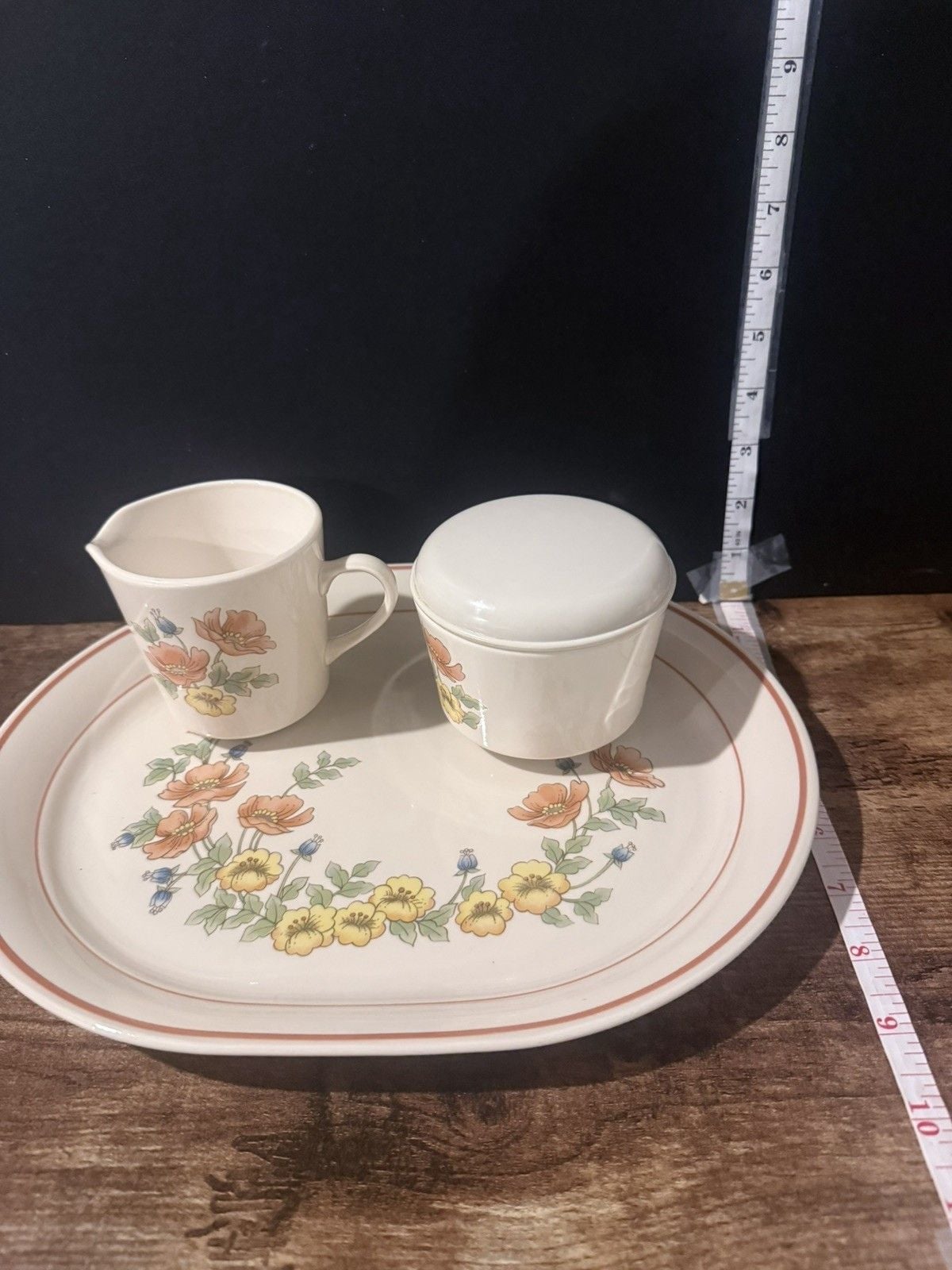CORELLE CORNERSTONE GLENORA OVAL PLATTER CREAMER SUGAR 1