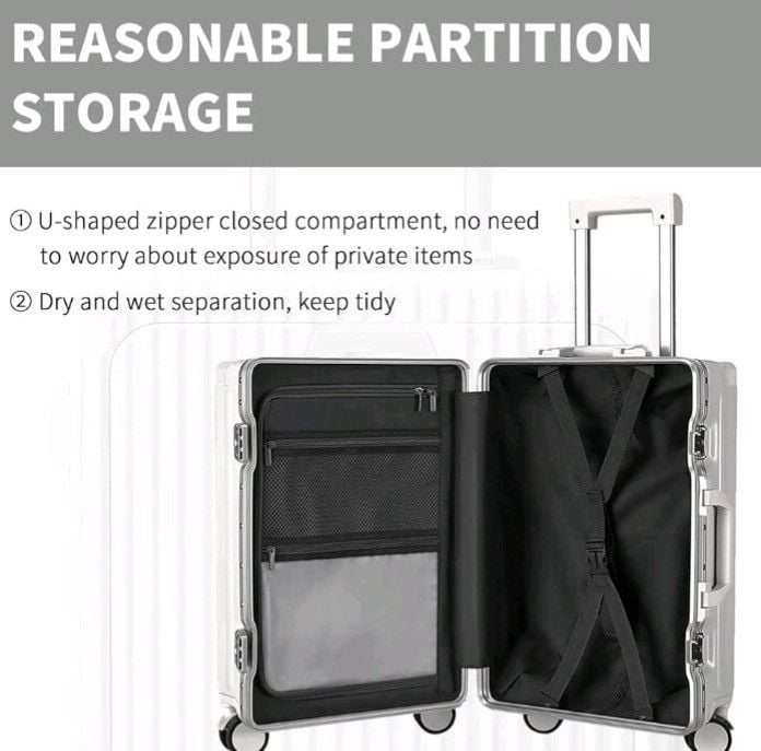 22" Aluminum Carry On Luggage Spinner Wheels TSA Lock USB Port Laptop Compartmen 7