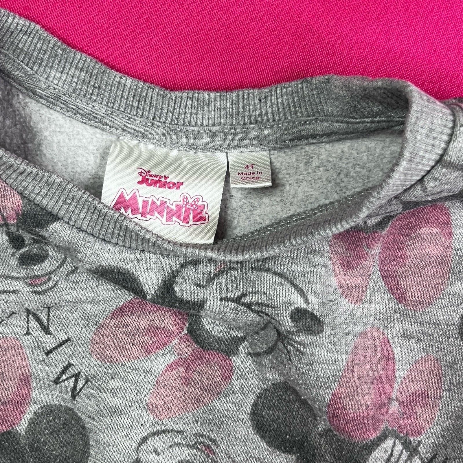 Disney Junior Minnie Mouse Girls 4T A-Line Fleece Dress Long Sleeve Gray 3
