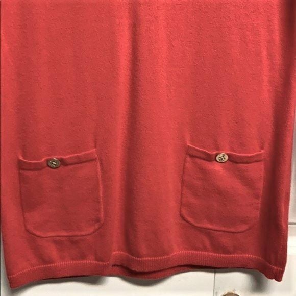 Ralph Lauren Red Cotton Pocket Logo V Neck Pull Over Knit Top Size S 3