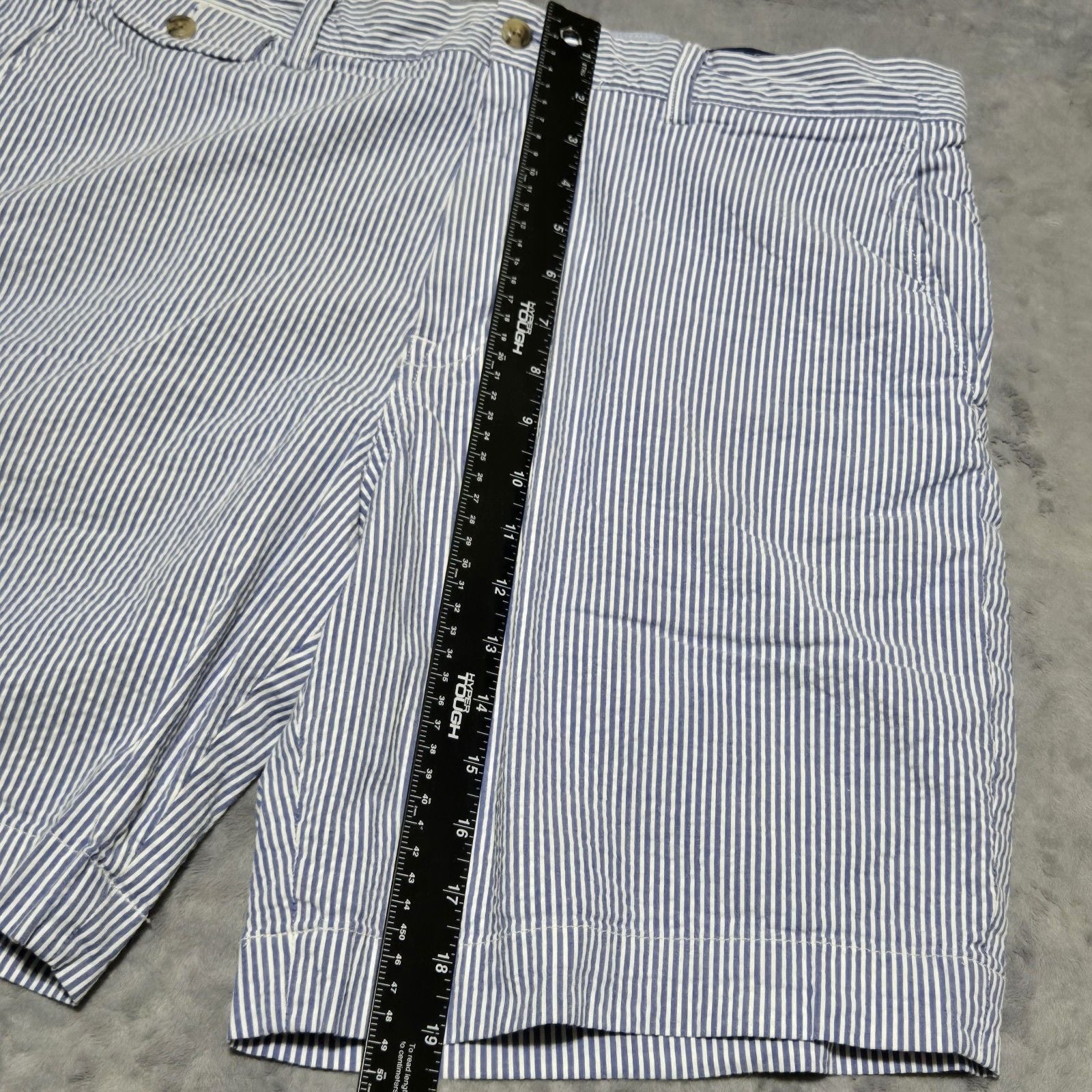 Polo Ralph Lauren Men's Blue and White Striped Seersucker Short Flat Front Sz 35 5